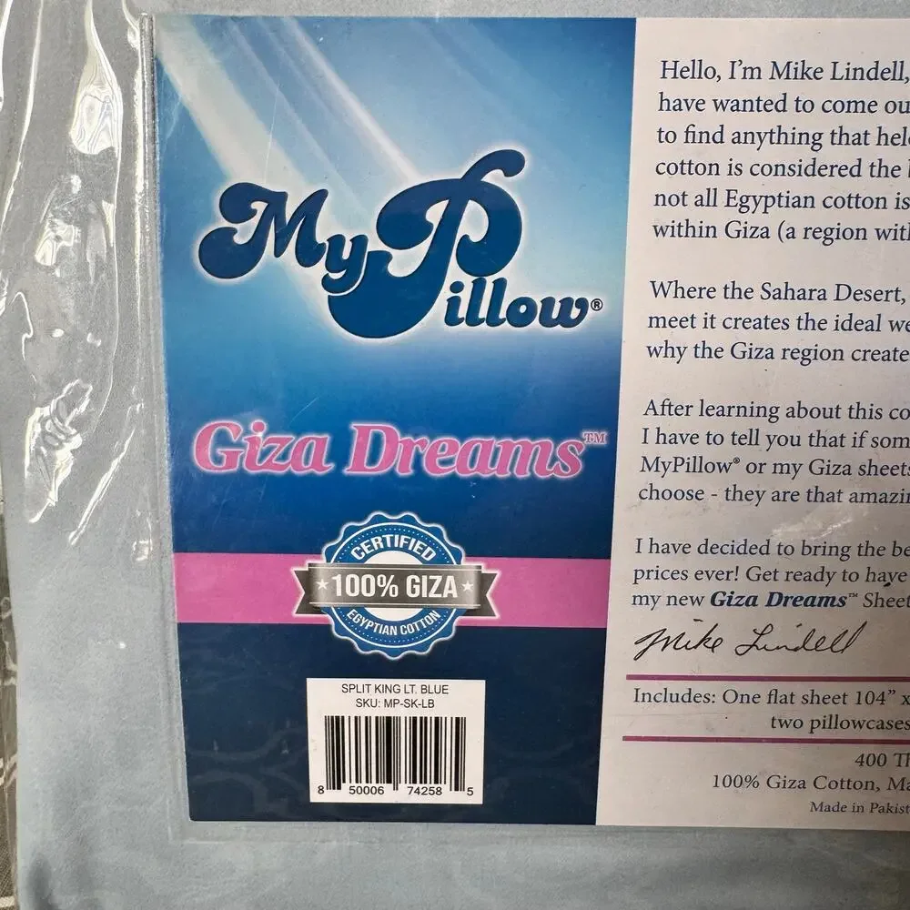 MyPillow Giza Dreams sheets light blue split king Comfortable Egyptian Cotton
